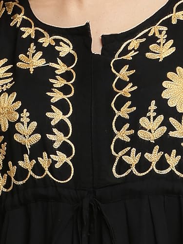 Image of FAWOMENT Women's Ethnic Modish Rayon Short Top with Fine Lucknow Chikankari Aari Embroiderey