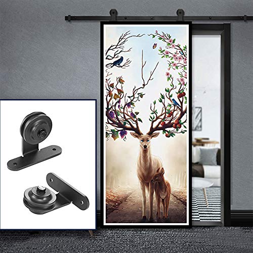 Puerta de Granero Corredera Set para Cocina, Sala de Estudio, Vestuario, Club, Bar (En forma de T- 183cm)