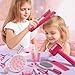 Yafacuha Girls Hair Salon Toys Kids Pretend Play Hair Styling Kit with Realistic Blow Dryer Straightener Stylist Apron Scissors Accessories Beauty Makeup Set Birthday Gifts for Toddler Girls 3 4 5 6+