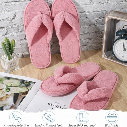 Image of Unittype 10 Pairs Spa Slippers Flip Flops Thong Sandal Slippers Soft Coral Fleece for House Guest Hotel