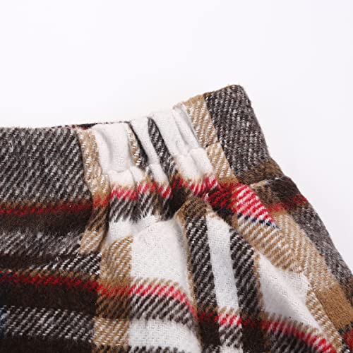 Image of IDEALSANXUN Women's Fall Winter High Waisted Wool Plaid A-line Long Skirt