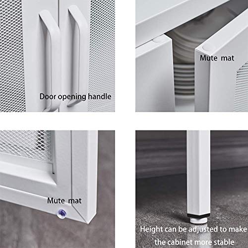 Nitetronic White Steel Mesh Door Household Sideboard, Net Door Assemble Dining Room Cupboard Metal Bedroom Storage Cabinet Large Space Garage Organizer 3-Layers Living Room Cabinet #TOP2