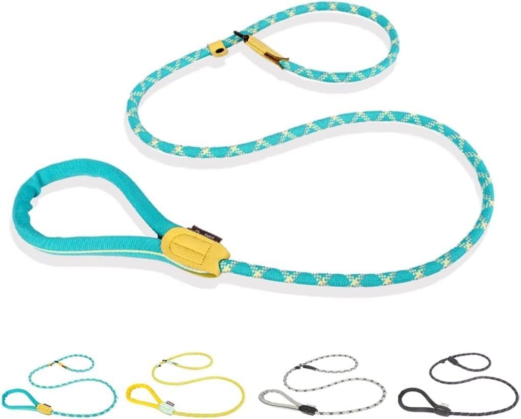 Morbido Guinzaglio Per Cani Guinzaglio per cani per guinzaglio Corda intrecciata riflettente per impieghi gravosi Collare ad anello regolabile Antiscivolo Flexi(Yellow)