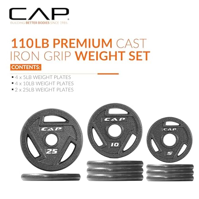 CAP Barbell 2-Inch Olympic Cast Iron Plate Weight Set | 75-285 lbs | Multiple Options