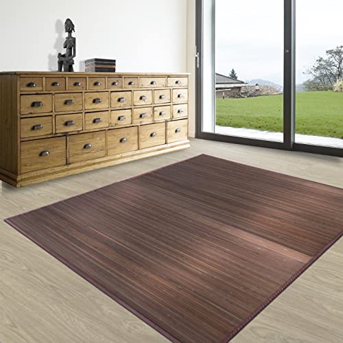 KARAT Tapis en Bambou - Tibet - pour Salle de Bains et Salon - 100 % Bambou pour Un intérieur Naturel (Brun, 150 x 200 cm)