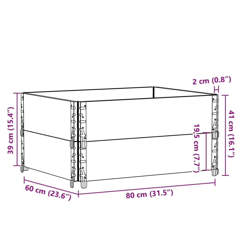 vidaXL Collares de palets 2 Unidades Madera Maciza de Pino 80x60 cm, collarín de palets, Caja de Palet, Marco de apilamiento de palets