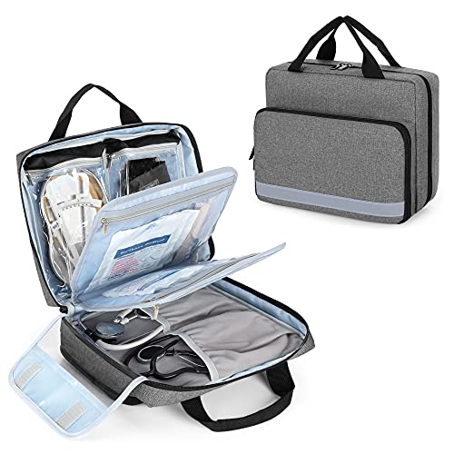 Trunab Utility Nurse Case Padded Stethoscope Case, Hold Two Stethoscopes/BP Cuffs and Nurse Accessories, Small Empty First Aid Bag for Nurses, Doctor or Nursing Students, Grey (Patent Design)