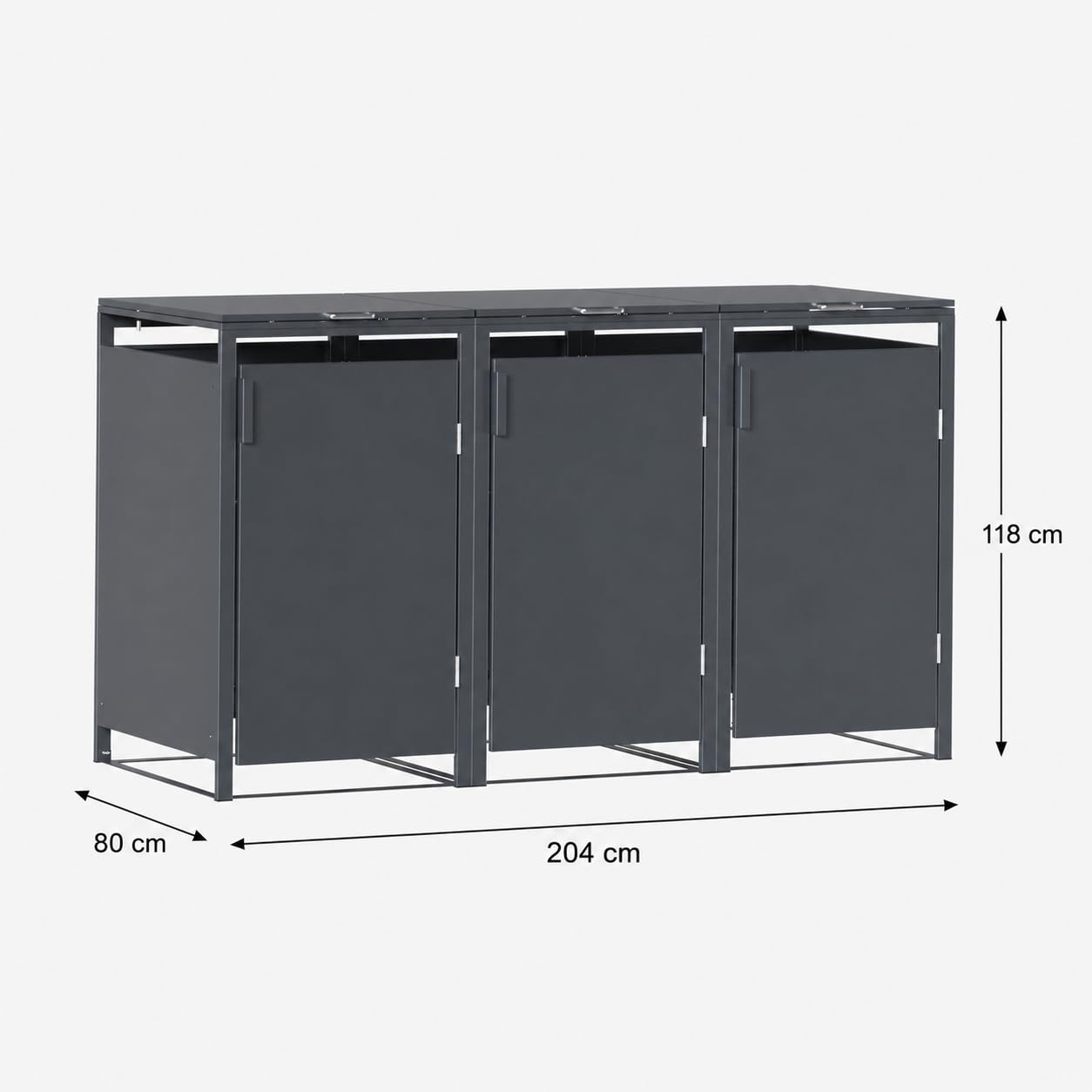 JOMO Mülltonnenbox 3-er 240L aus verzinktem Stahl in Anthrazit – Mülltonnenhaus für 240L Tonnen – Wetterfeste Mülltonnenverkleidung, stabile Müllbox mit Belüftung