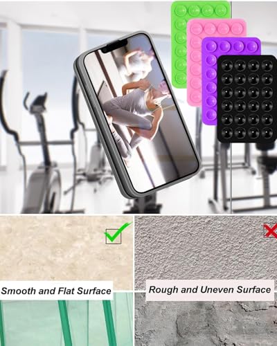 Image of 6 PCS Suction Phone Case, Phone Suction Sticker, Silicone Suction Phone Case for Hands-Free Mobile Accessory Holder Grip, Video Phone Accessory Compatible Mirror, Shower (6 Colors)