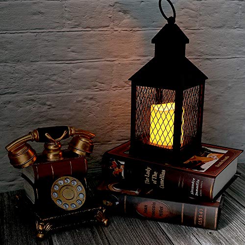Genswin Flameless Decorative Candle Lantern With 6 Hour Timer Battery Operated Flickering Candles, Heat Resistant Hanging Led Pillar Candle Lantern Indoor Decor(Black, 4"X4"X11",Pack Of 4) #TOP2