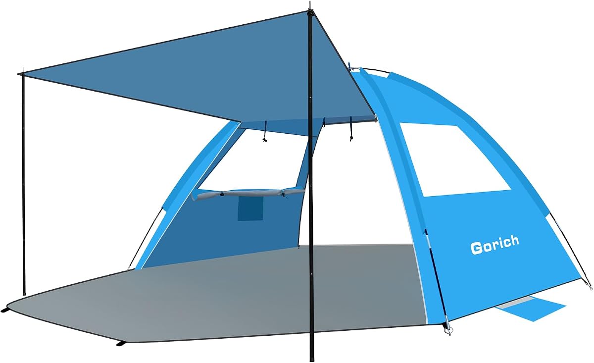 Beach Tent with Canopy - Easy Setup 3-4/5-6/7-8 Person Portable Sun Shelter, UPF 50+ UV Protection Sun Shade, Lightweight & Compact Beach Cabana for Family Travel