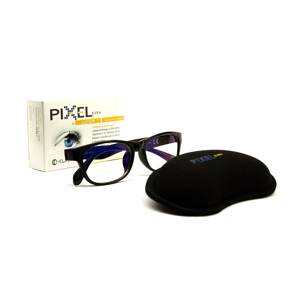 Pixel Gaming Pack, Soluzione per Il Gamer: Minor Stanchezza e Affaticamento, Protezione Occhi Grazie a Occhiali con Filtro Luce Blu e Raggi UV, Poggiapolso Ergonomico, Integratore Occhi. novità!!