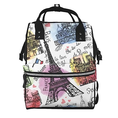 Sac à dos Paris aquarelle idéal pour le bureau, l'université et les sorties urbaines