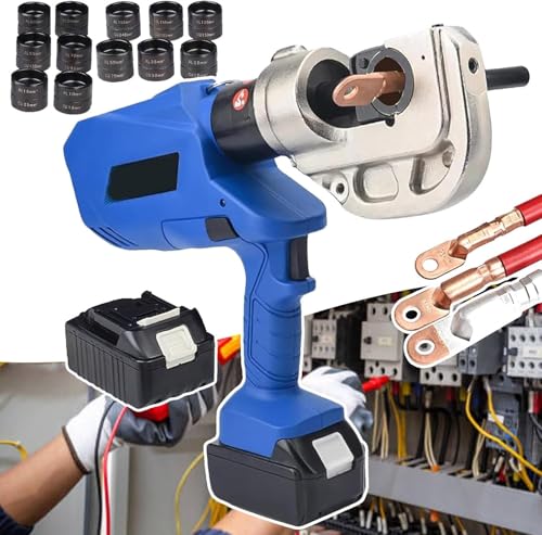 Crimpadora de terminales de cable a batería, alicates hidráulicos para crimpar terminales de cobre y aluminio, kit de herramientas para cables eléctricos con 11/12 pares de matrices de 16-300/400 mm²(