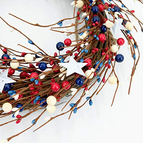 Idyllic 4Th Of July Independence Day Red Blue Berry Ring Wreath 16Inch Patriotic Decorations Memorial Day Flag Day Veterans Day thumb #8