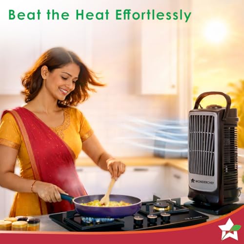 Image of Wonderchef Tornado Portable Fan, For Home and Office Tabletop, 3 Speed Settings, 2kg Mini Portable Fan, Low Power Consumption, Child Safe, 1-Yr Warranty