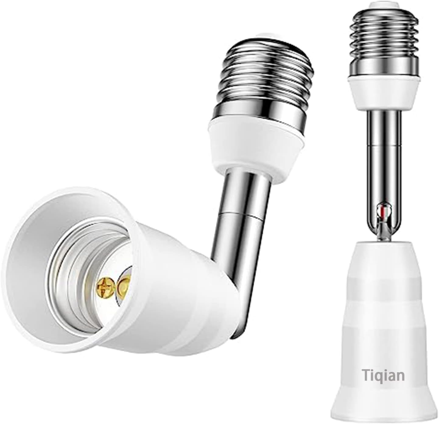 E26/E27 Light Socket Extender, 4.5 Inch Extension,Adjustable Vertical 90°Horizontal 360°, 100V - 250V, Max 150W, Medium Screw Base Light Converter Socket Extender,2-Pack