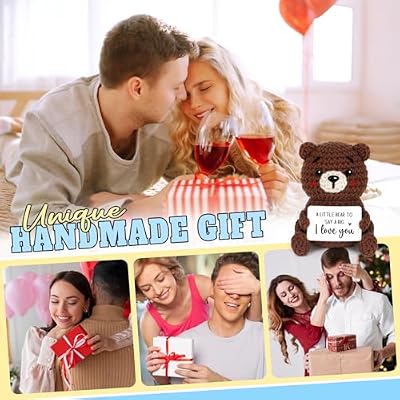Valentines Day Gifts for Her Him, I Love You Handmade Positive Crochet Bear Decor, Anniversary Romantic Gift for Women Men Wife Girlfriend, Birthday for Husband Couple