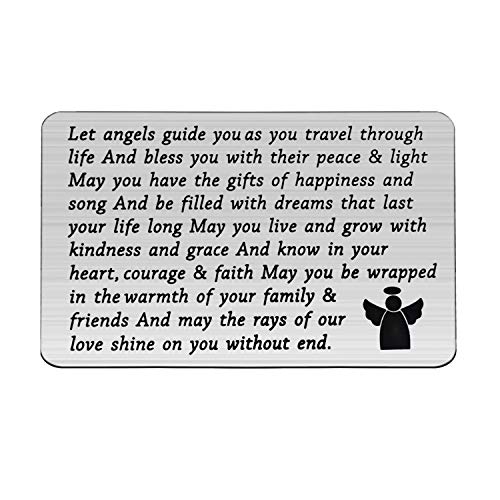 Guardian Angel Gifts Wallet Engraved Metal Wallet Insert Card Graduation Gifts Traveller Gifts Angel Gifts for Friends Let The Angel Guide You As You Travel Through Life (Guardian Angel Wallet insert)