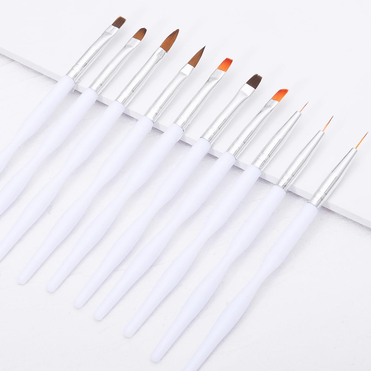 Nail Art Brushes Set, 10pcs Nail Design Painting Brushes, Professional Nail Art Design Brushes, Nail Fine Liner Brushes, White - Image 2