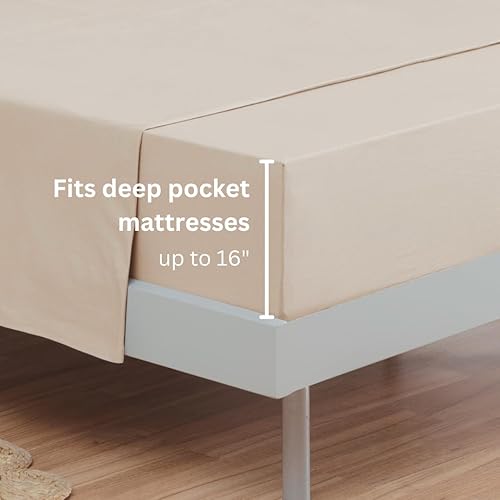 Miniatura 5 de Juego de sábanas 100% algodón con bolsillo profundo, tejido de camiseta, extra suave, fácil ajuste, juego de 3 piezas con funda de almohada, para