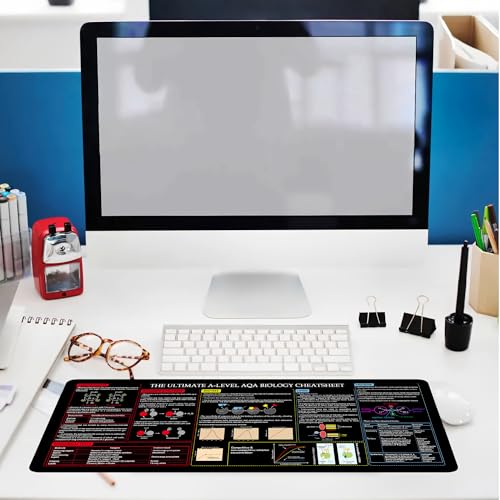 Image of A-Level Biology Cheat Sheet Mouse Pad Mouse Mat KMH Study Guide for AQA Biology Students Learners and Revision Desk Mat Essential Computer Accessories for Study, Work, and Reference Purposes