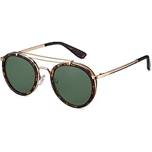 Vintage Steampunk Double Bridge Round Polarized Sunglasses Designer Metal Frame For Women Men