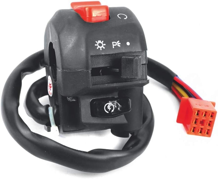 SW-0666C-E01 HANDLE BAR SWITCH- RIGHT SIDE (SELF START) - WITH LIGHT & ENGINE KILL SWITCH - 8 PIN RED FEMALE COUPLER For-ROYAL ENFIELD-BULLET STD. 350/ ELECTRA 350 / CLASSIC 350 & 500 (DISC)