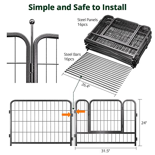 Pawgiant Dog Fence Playpen 24”/32”/40” Dog Pen Indoor Outdoor For Small/Medium/Large Dogs, Metal Pet Dog Puppy Cat Play Pen Exercise Fencing Gate Crate Cage Outside For Rv, Camping, Yard, Garden #TOP6