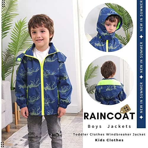 Image of Boys Rain Jacket with Detachable Hood Lightweight Raincoats for Kids