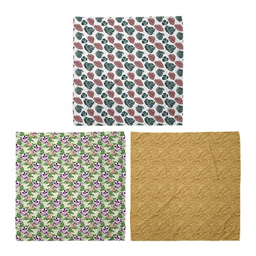ABAKUHAUS Unisex Bandana, Tropic Forstbotanik Exotische Blumenstrauß Erdige tropische Blatt-, 3er Pack, Mehrfarbig