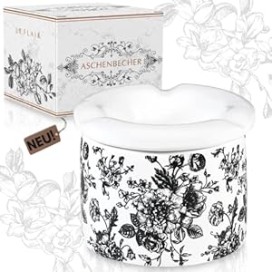 Le Flair® Design asbak van keramiek met motief – windasbak rond voor sigaretten – windstorm as voor buiten en binnen weerbestendig, tafelasbak voor balkon, tuin, bar, café