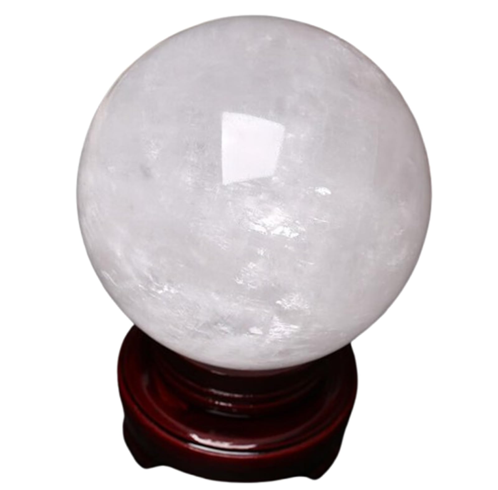 DPURPIWADY White Crystal Ball with Stand,Large Gemstone Sphere Sculpture Figurine,Quartz for Home Decoration Crafts,5cm/1.96in
