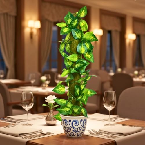 Image of fancymart Artificial Leaves Vine on Moss Stick 60 cm (Without Pot) | Decorative Indoor Plant for Home, Office, Cafe & Restaurant