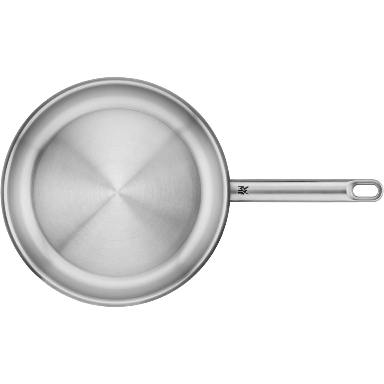 WMF Patelnia Ultimate 28 cm ze stali nierdzewnej, niepowlekana, płaska, płaskie dno, indukcyjna, polerowana stal nierdzewna Cromargan, nadaje się do piekarnika, nadaje się do mycia w zmywarce