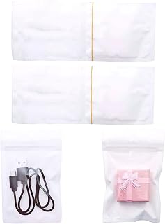Markeny 200 Pack Mylar Zip Lock Bags Aluminum Foil Bags Durable Double-Sided Metallic for Clothing, Socks, USB Cable, Jewelry Sealed Bag, 7.5 x 12cm