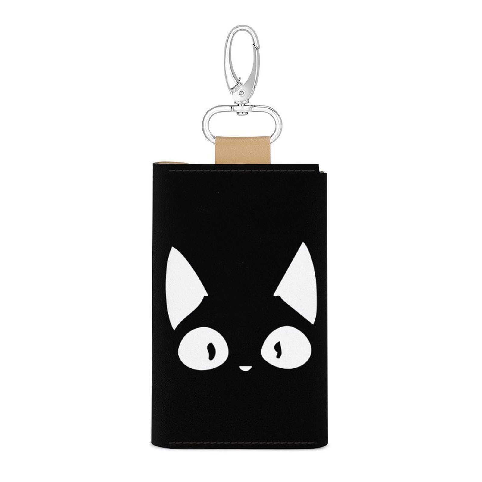 Amazon.co.jp: キーケース おもしろ猫顔 黒ニャンコ ネコ カードケース