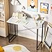 Sweetcrispy Computer Desk, Small Office 32 Inch Writing Work Study Student Teacher Home Bedroom Table with Metal Frame Wood Tabletop - White