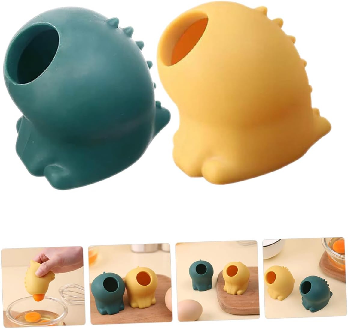 2Pcs Silicone Egg Yolk Separator Kitchen Gadget White Divider Practical Cooking Tool for Baking and Cooking Includes Green and Dividers