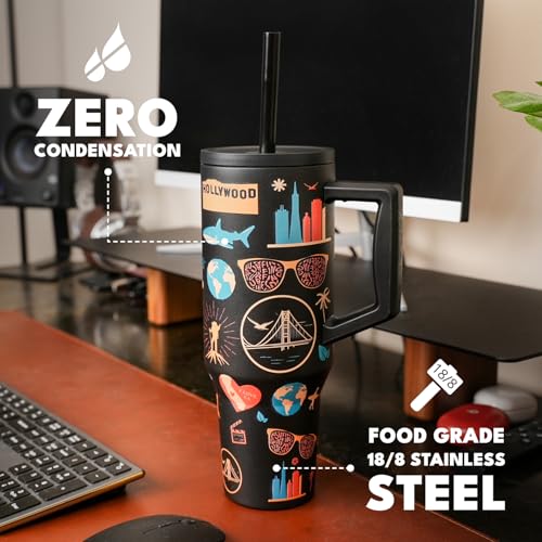 Image of Elemental Spill Proof 40oz Insulated Tumbler with Handle & Straw Travel Mug
