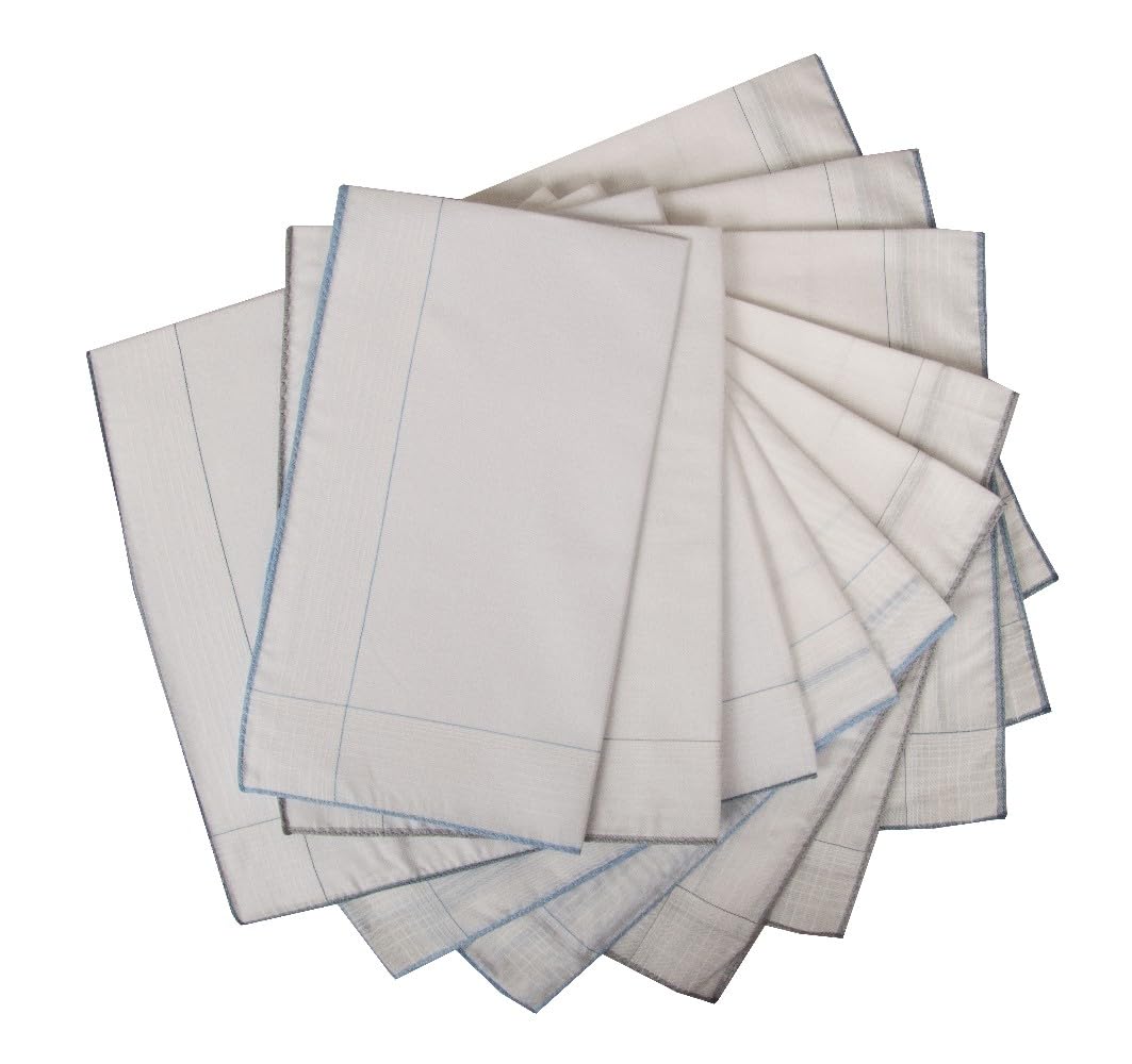 Fazzoletti uomo PEROFIL in tessuto di puro cotone scatola 12 pezzi cm.45x45 articolo VPRT00277, P204 Fondo bianco, Taglia unica