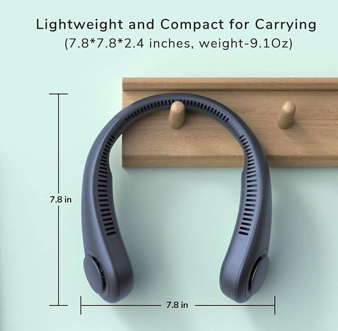 Image of Portable Neck Fan Rechargeable - Hands-Free Neck Fan for Summer With 1500 mAh Battery & Display | 5-Speed 360 Airflow, USB Charging Personal Fan for Home, Kitchen, Gym, Travel, Running -White