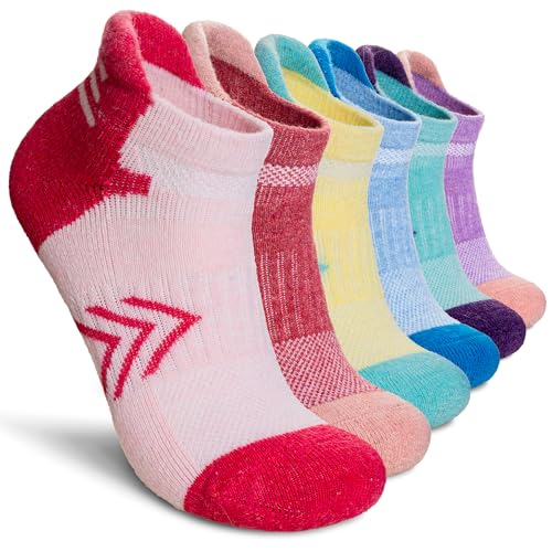 SEEYAN Merino Wool Ankle Hiking Socks Running Thick Cushion Breathable Work No Show Socks For Men Women 6 Pairs (6 Pairs Mix Color A 3-7)