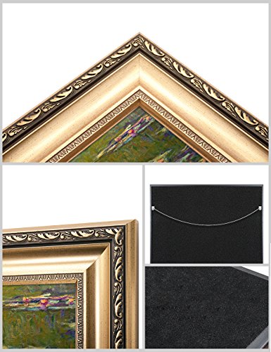 Decorarts - Water Lilies Claude Monet Giclee Fine Art Print In Embossed Gold Frame. Framed Size: 36X22 #TOP3