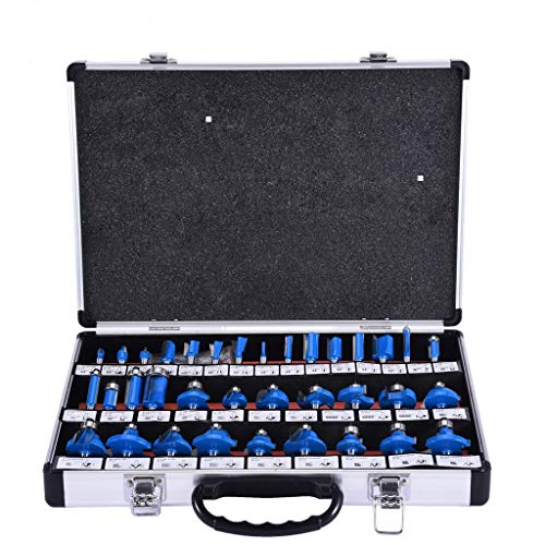 Router Bits Set 35 Piece Set with Aluminum Storage Case,1/4' Shank Carbide Kit Practical Woodworking Tool for Commercial Users and Beginners