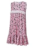 Kidlove Big Girls Nightgown Dress Princess Lace Sleeveless Pajamas, Pink Leopard, 6-7 Years