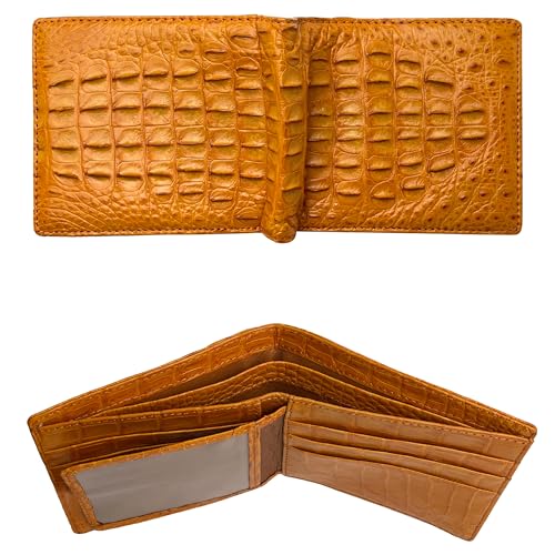 Image of HATA Men Leather Bifold Wallet RFID Blocking Front Pocket Exotic Billfold Handmade Gift For Birthday Wedding Anniversary Father's Day