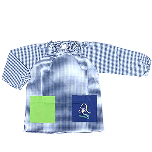 Etrexonline Blouse scolaire sans boutons pour enfant Élastique au niveau des poignets et du cou, bleu, 6-7 ans Cover