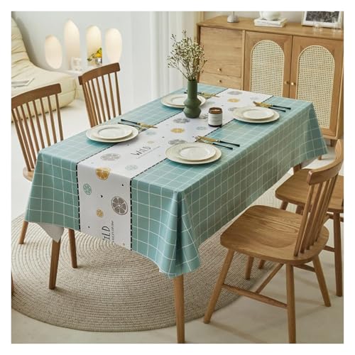 Nappe sans plis et imperméable rectangulaire verte pour protéger la table à manger