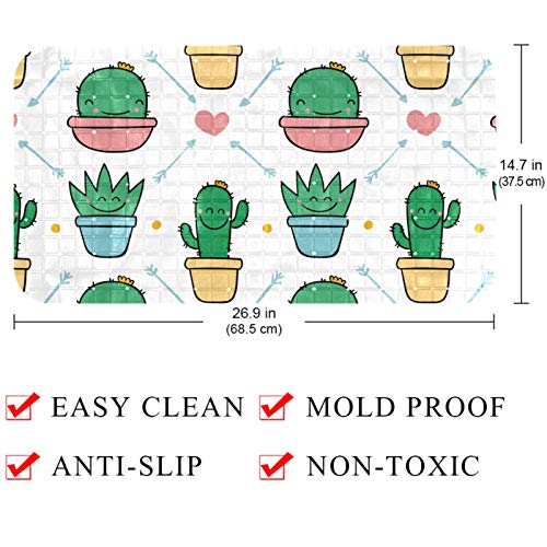Alfombrilla de ducha de masaje ecológica rosa de 68x37 cm con diseño de cactus 5